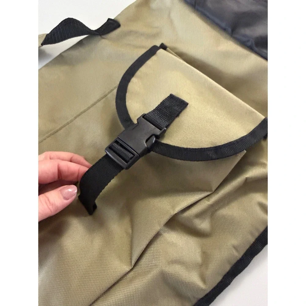 Travel Fishing Pole Bag Organizer Case Khaki Black Lightweight Pockets Fast Ship